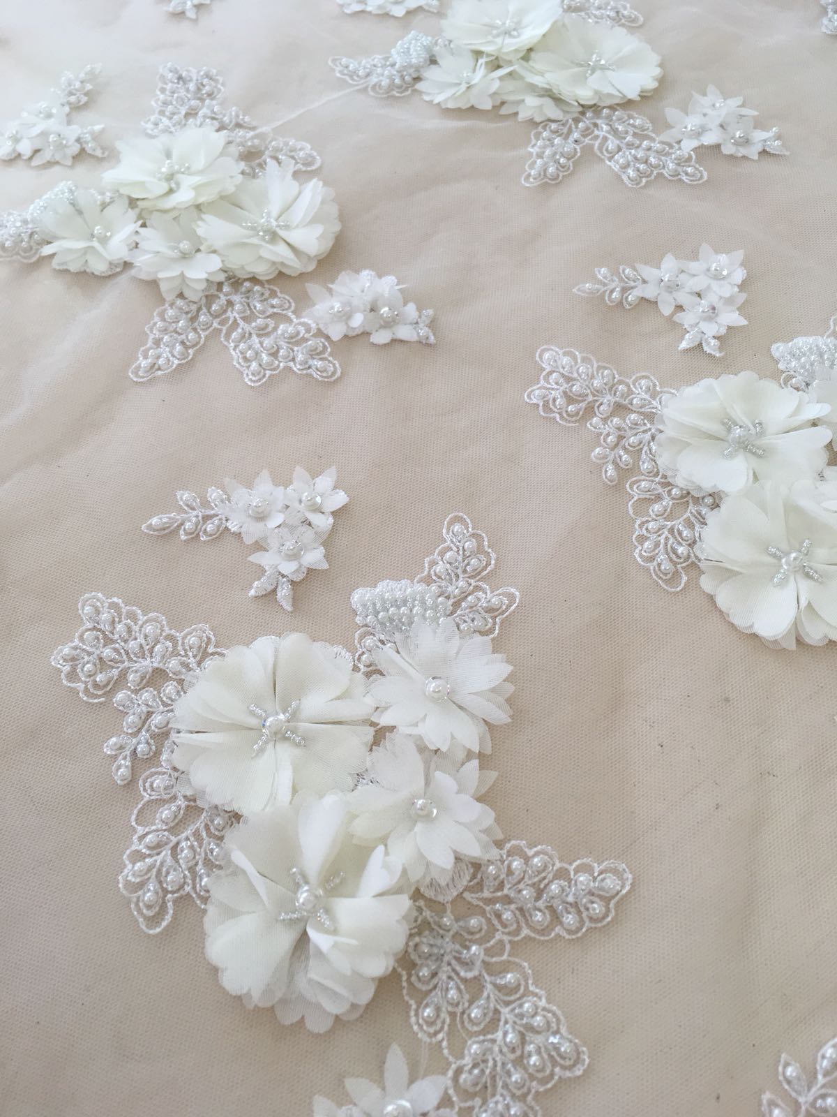 3D Flower Embroidery Mesh Lace Fabric for DIY Clothing