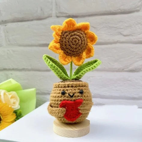 Hand-Woven Wool Potato Sunflower Potted Doll Pendant