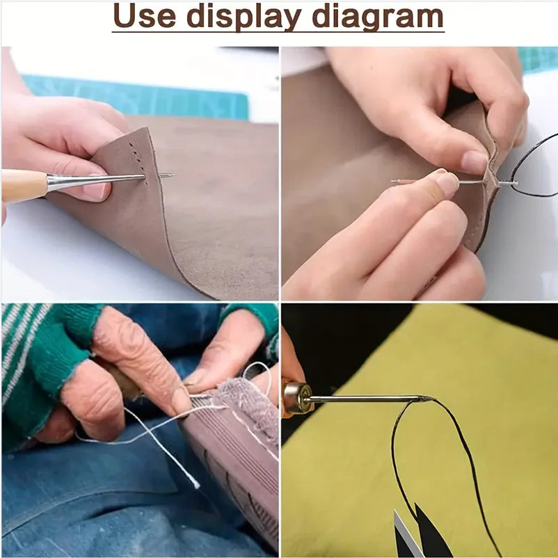 DIY Leather Sewing Tools Set with Needle and Thread