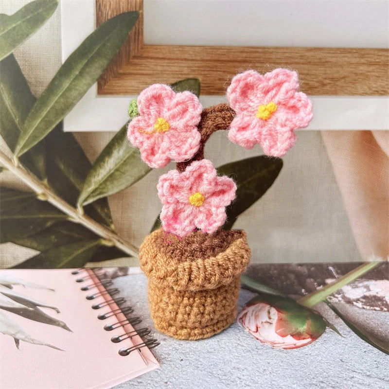 Hand-Woven Wool Potato Sunflower Potted Doll Pendant