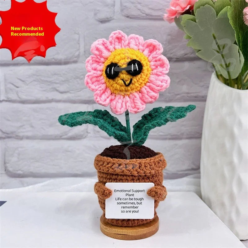 Hand-Woven Wool Potato Sunflower Potted Doll Pendant