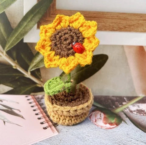 Hand-Woven Wool Potato Sunflower Potted Doll Pendant