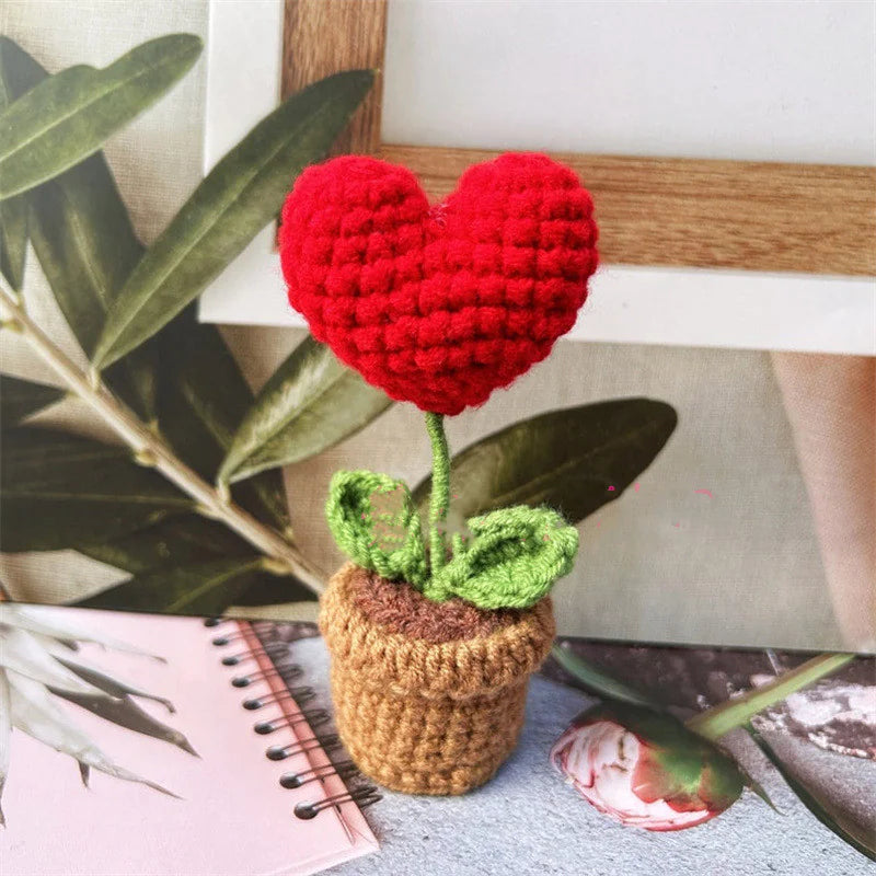 Hand-Woven Wool Potato Sunflower Potted Doll Pendant