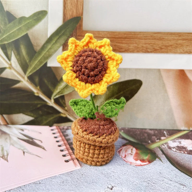 Hand-Woven Wool Potato Sunflower Potted Doll Pendant