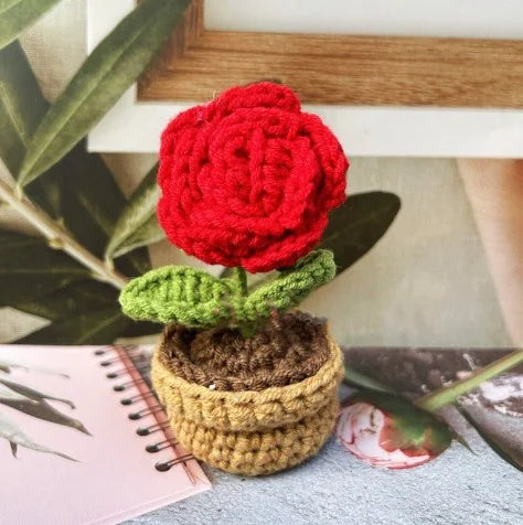 Hand-Woven Wool Potato Sunflower Potted Doll Pendant