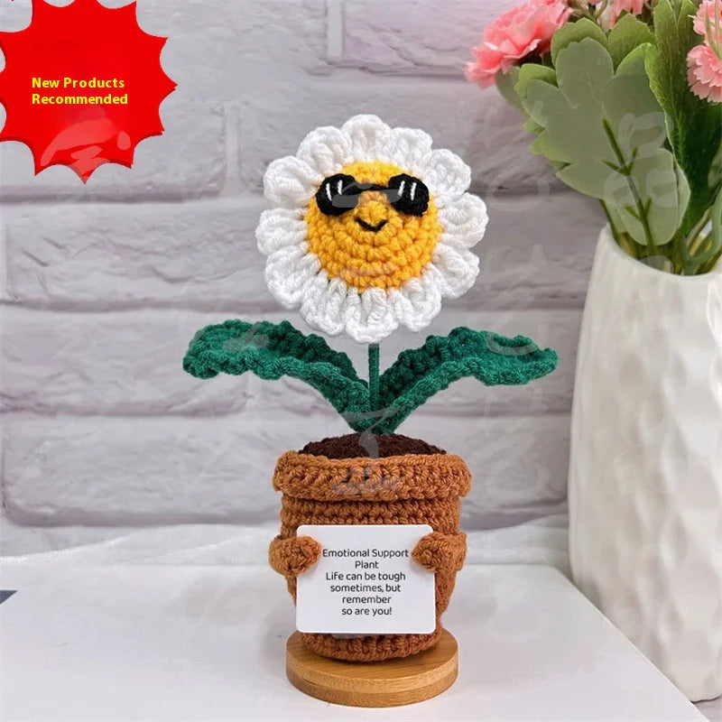 Hand-Woven Wool Potato Sunflower Potted Doll Pendant