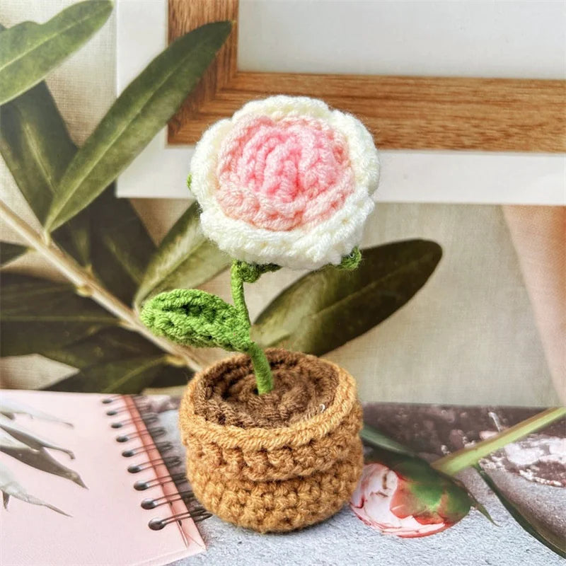 Hand-Woven Wool Potato Sunflower Potted Doll Pendant