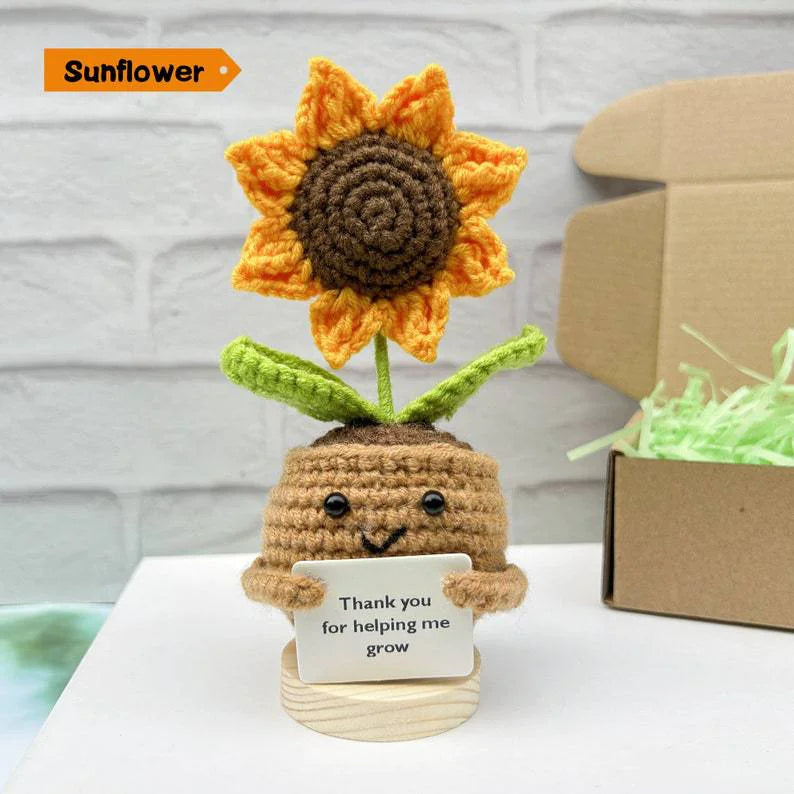 Hand-Woven Wool Potato Sunflower Potted Doll Pendant