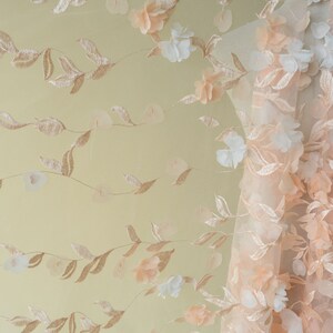 3D Flower Embroidery Mesh Lace Fabric for DIY Clothing