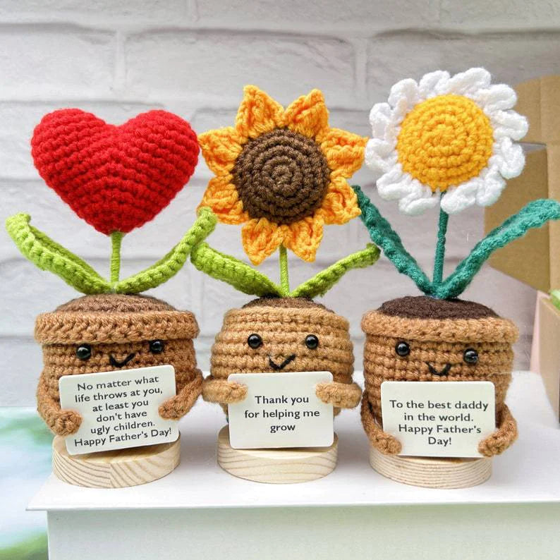 Hand-Woven Wool Potato Sunflower Potted Doll Pendant