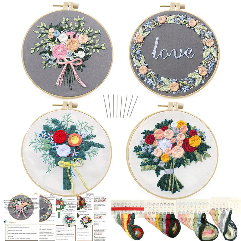 DIY 3D Flower Embroidery Kit for Beginners and Gifts