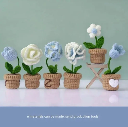 Mini Potted Bouquet Wool Woven Flower Diy Material Package