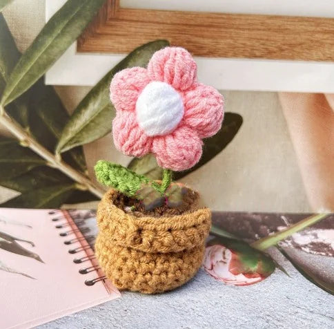 Hand-Woven Wool Potato Sunflower Potted Doll Pendant